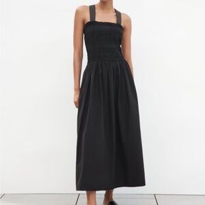 Zara Black Smocked Midi Dress